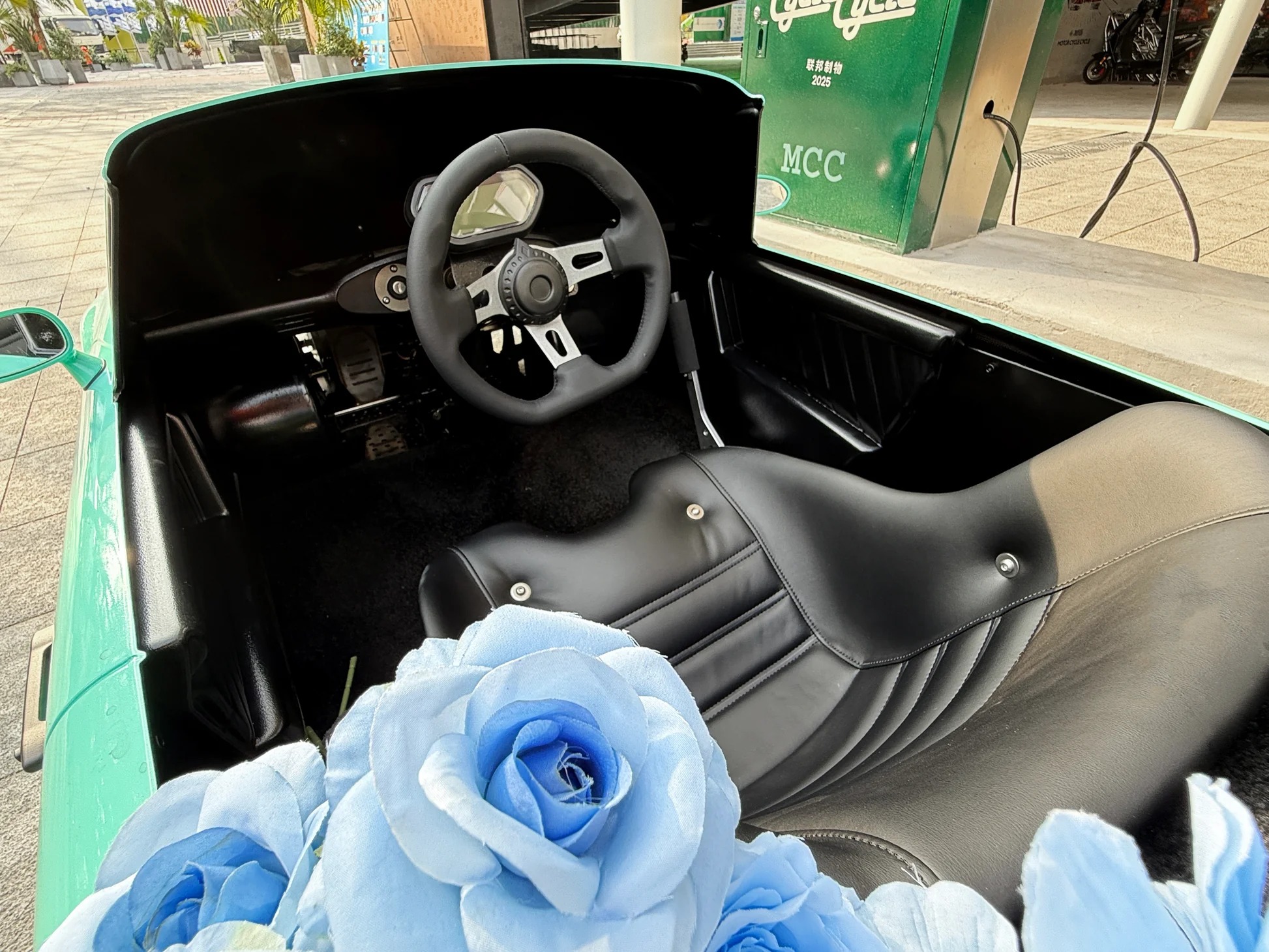 Cockpit of a Rennva Heritage electric kart concept
