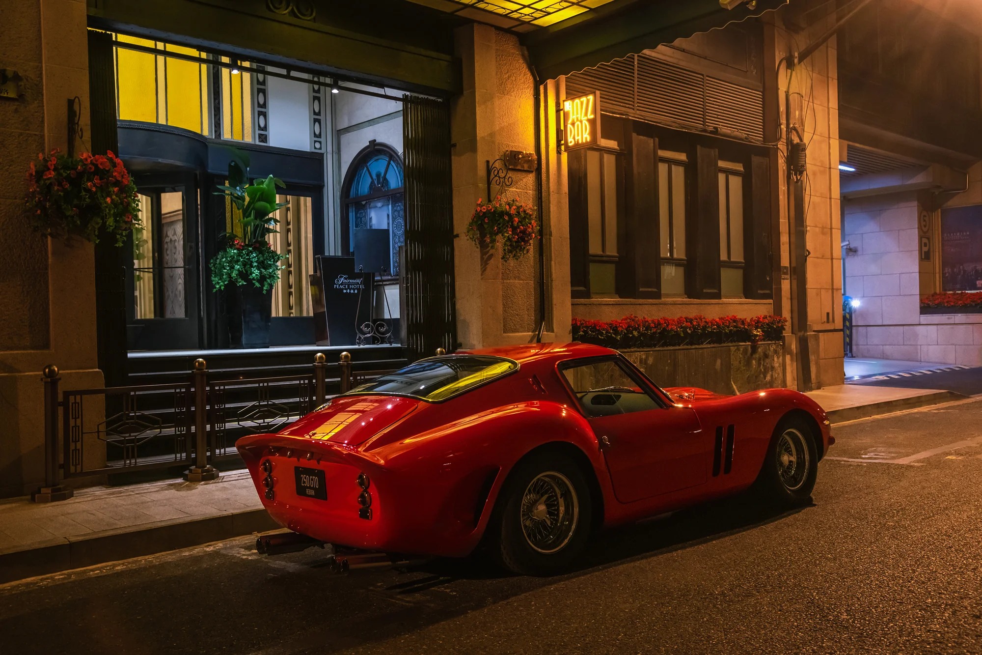 Red Rennva Heritage F40 Series electric kart at night
